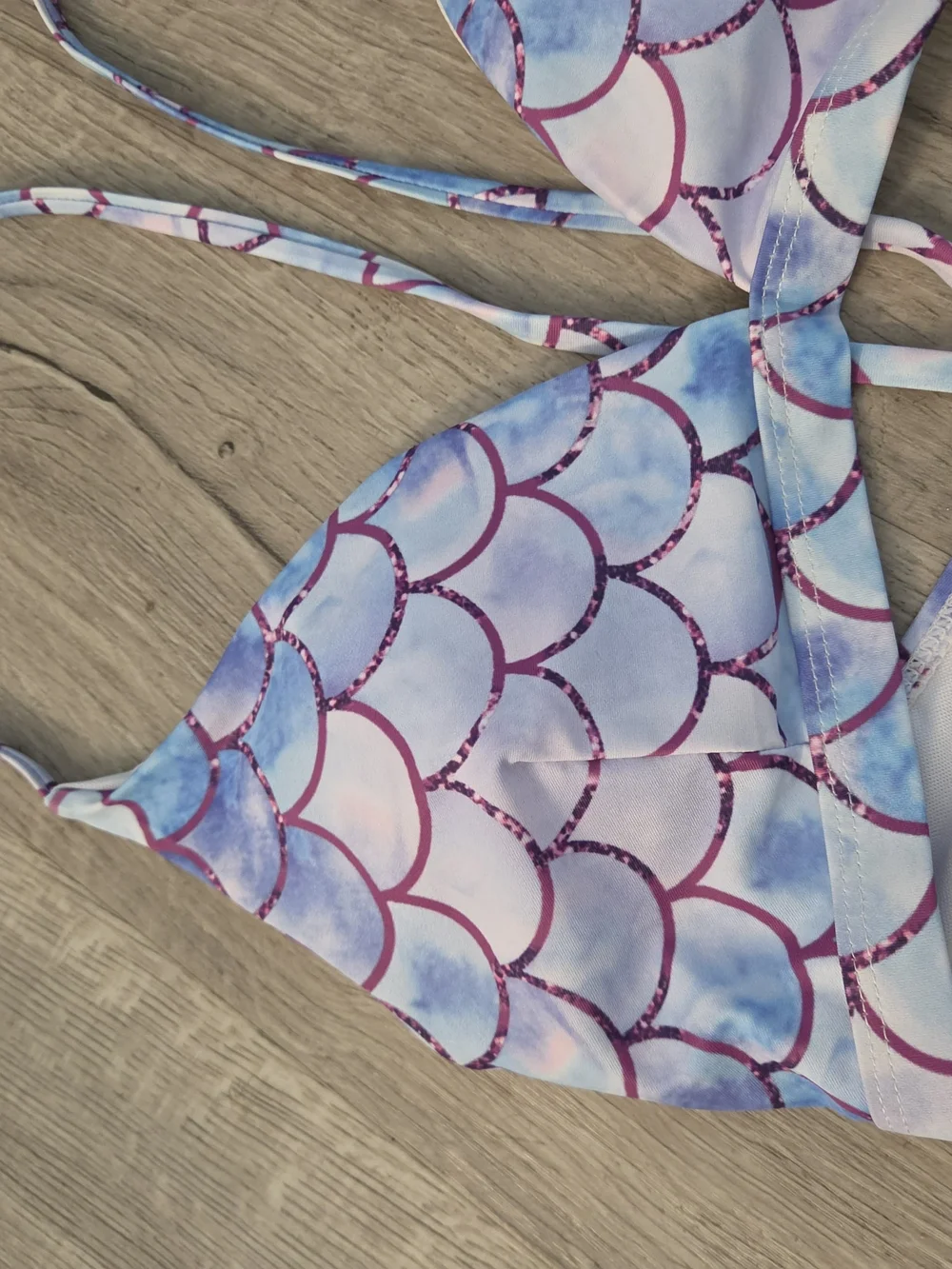 Scale-Print Lavender Tie-Front Triangle Bikini Set. Plus Size 1X